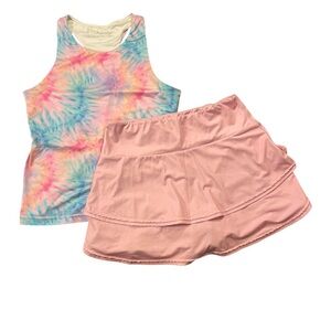 Lily & Londyn Pastel Tie-Dye Racerback Tank and Skort set